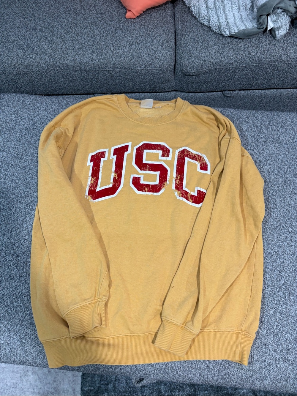 Forever 21 Yellow Crewneck Sweatshirt with Red USC Lettering